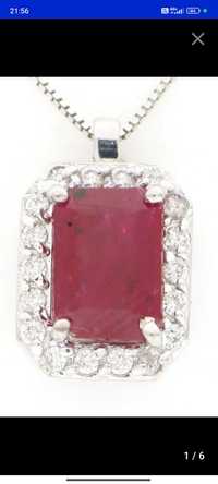 Pandantiv aur alb 18ct cu rubin și diamante