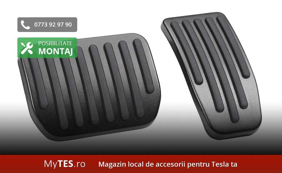 Ornamente metal pedale (argintiu mat/lucios, negre) Tesla Model 3 / Y