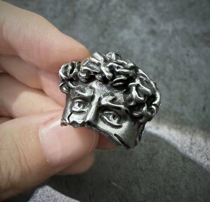 Inel harbati retro half face David stainless premium ring mens women