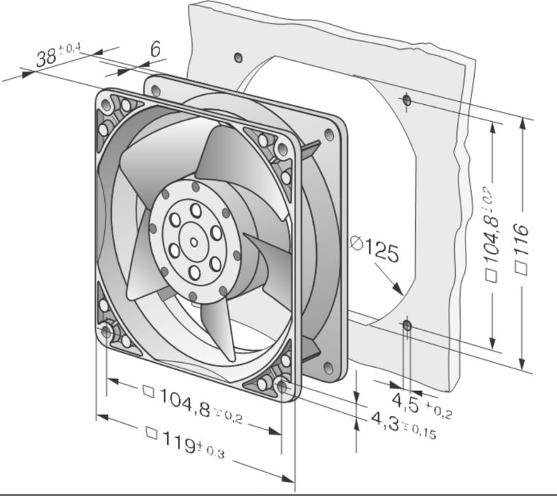 Ventilator industrial EBM PAPST 120x120x38mm