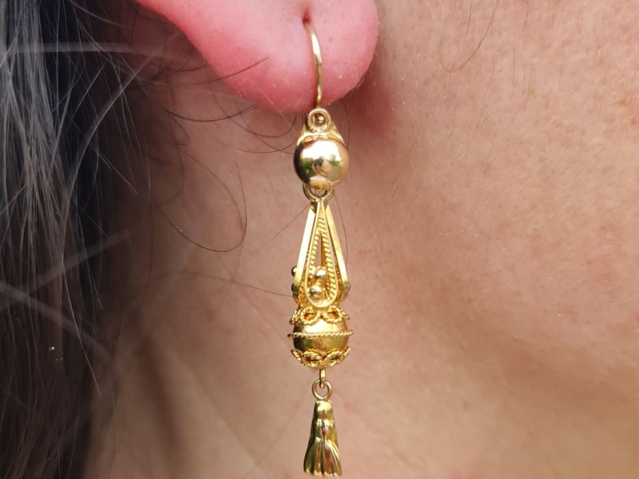 Cercei aur galben 18k cu filigran