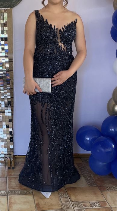 Бална тъмносиня рокля