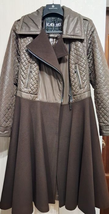 Женское кашемировое (комбинированное) пальто, весна-осень.