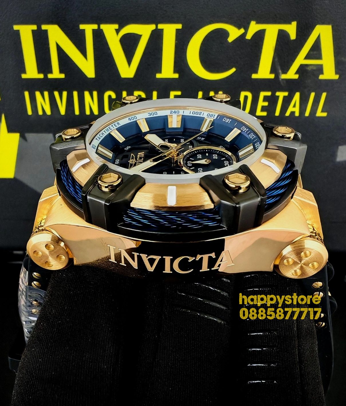 часовник INVICTA Gunmetal Gold and Blue 52 mm, Инвикта нов
