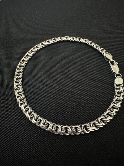 Мужской браслет из прочного металла — плетение “Бисмарк”