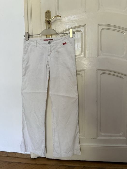 Pantaloni albi din in 100% Miss Sixty