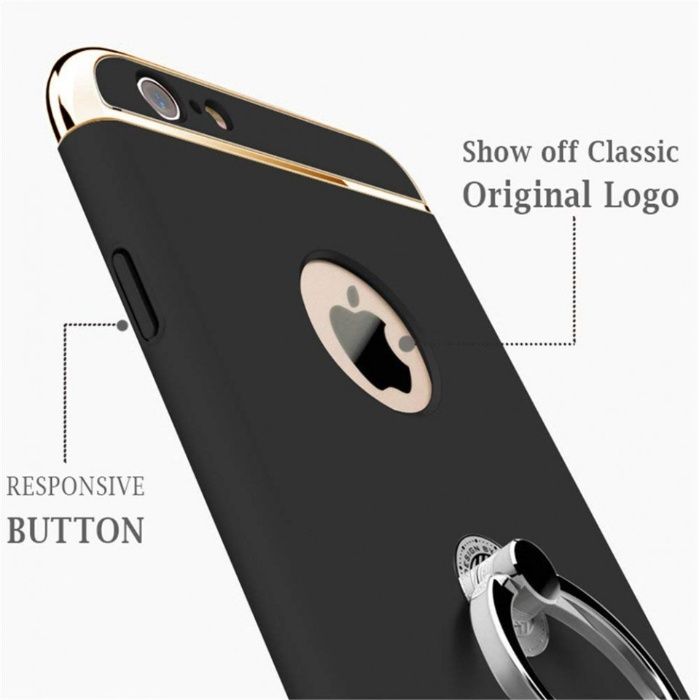 Husa Apple iPhone 8 Plus, Elegance Luxury 3in1 Ring Negru