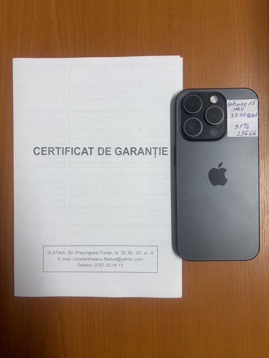 Iphone 15 pro, memorie 256gb, garantie