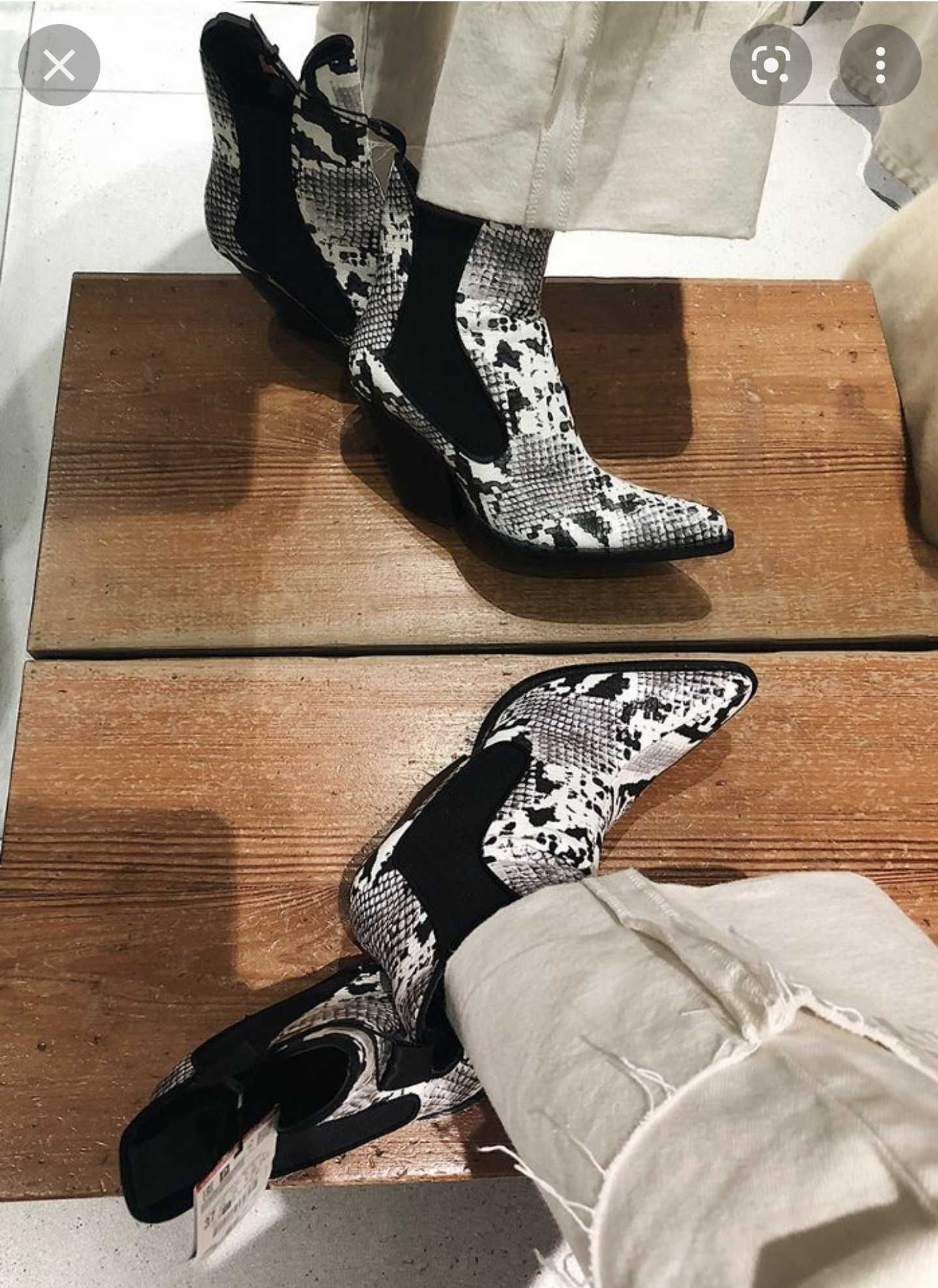 Zara Snake Cowboy Boots, боти, ботуши, 38 номер.