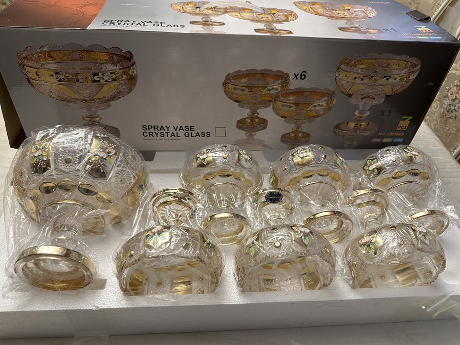 Хрустальная пасуда, набор из 7 предметов. Набор новый, в упаковке.