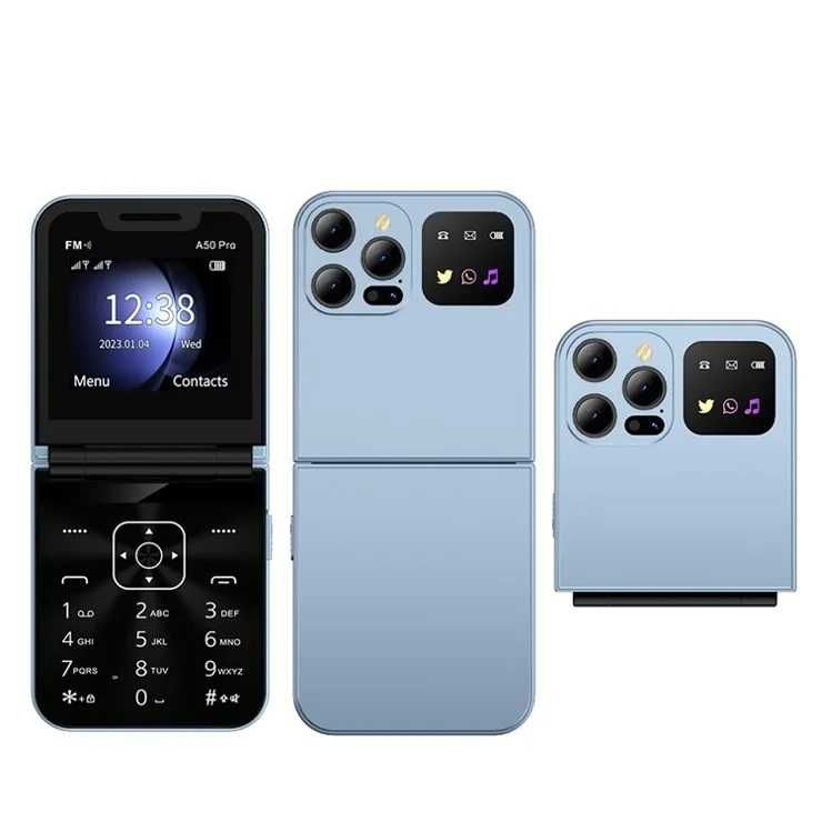 Сгъваем телефон А50 Mini Flip Smart Phone с 2 SIM карти Мини Телефон