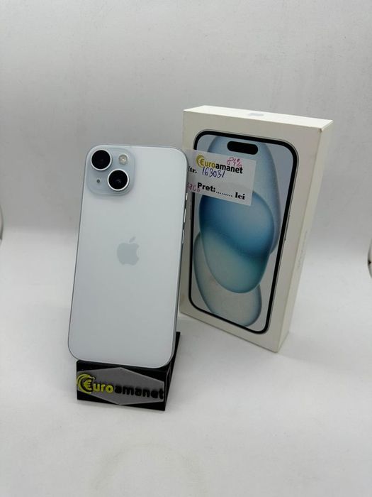 Telefon mobil Apple iPhone 15, 128GB, 5G, Blue -A-