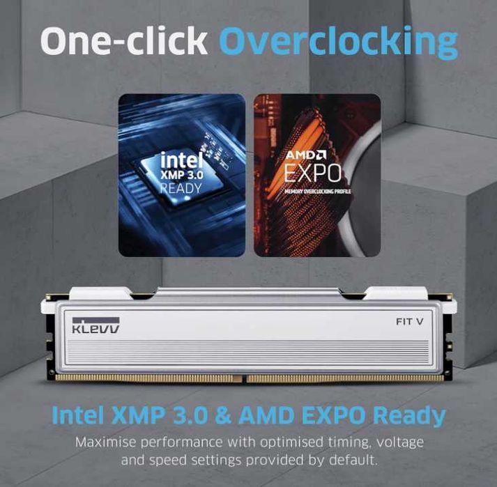 Рам Памет Klevv Fit V Ceramic White 32GB Kit, DDR5-6000, CL28-36-36-76