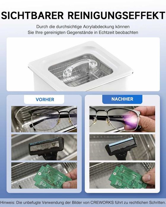 Ултразвукова вана CREWORKS 2L 60W Professional Ultrasonic,Гаранция