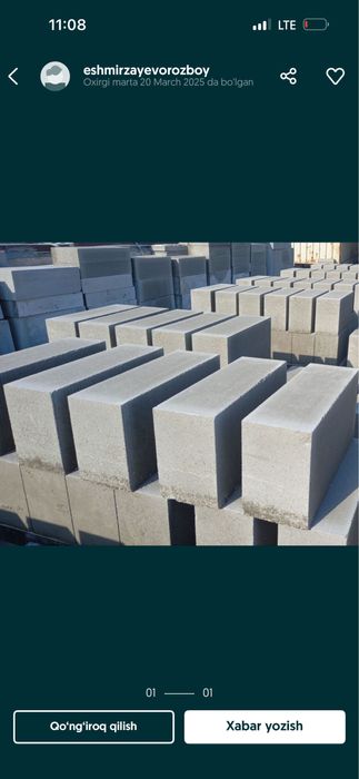 Gazoblok va penoblok maxsulotlari sifatli va optim narxlarda