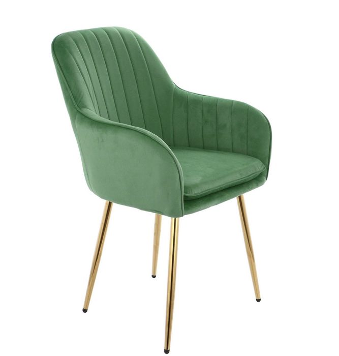 Комплект два стола - зелено кадифе и позлатени крака (чисто нови)