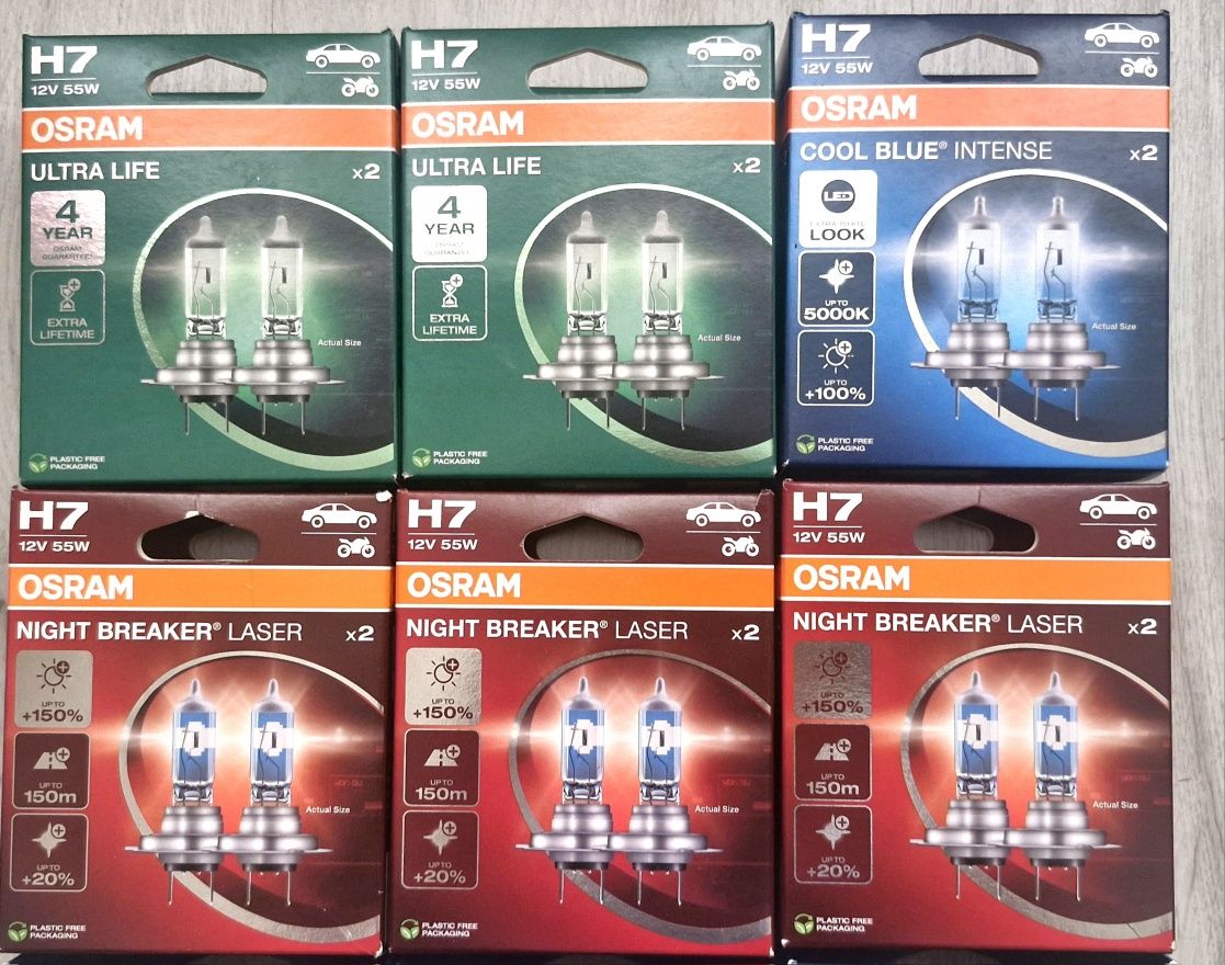 Becuri Auto Osram Cool bue, ultra life h7