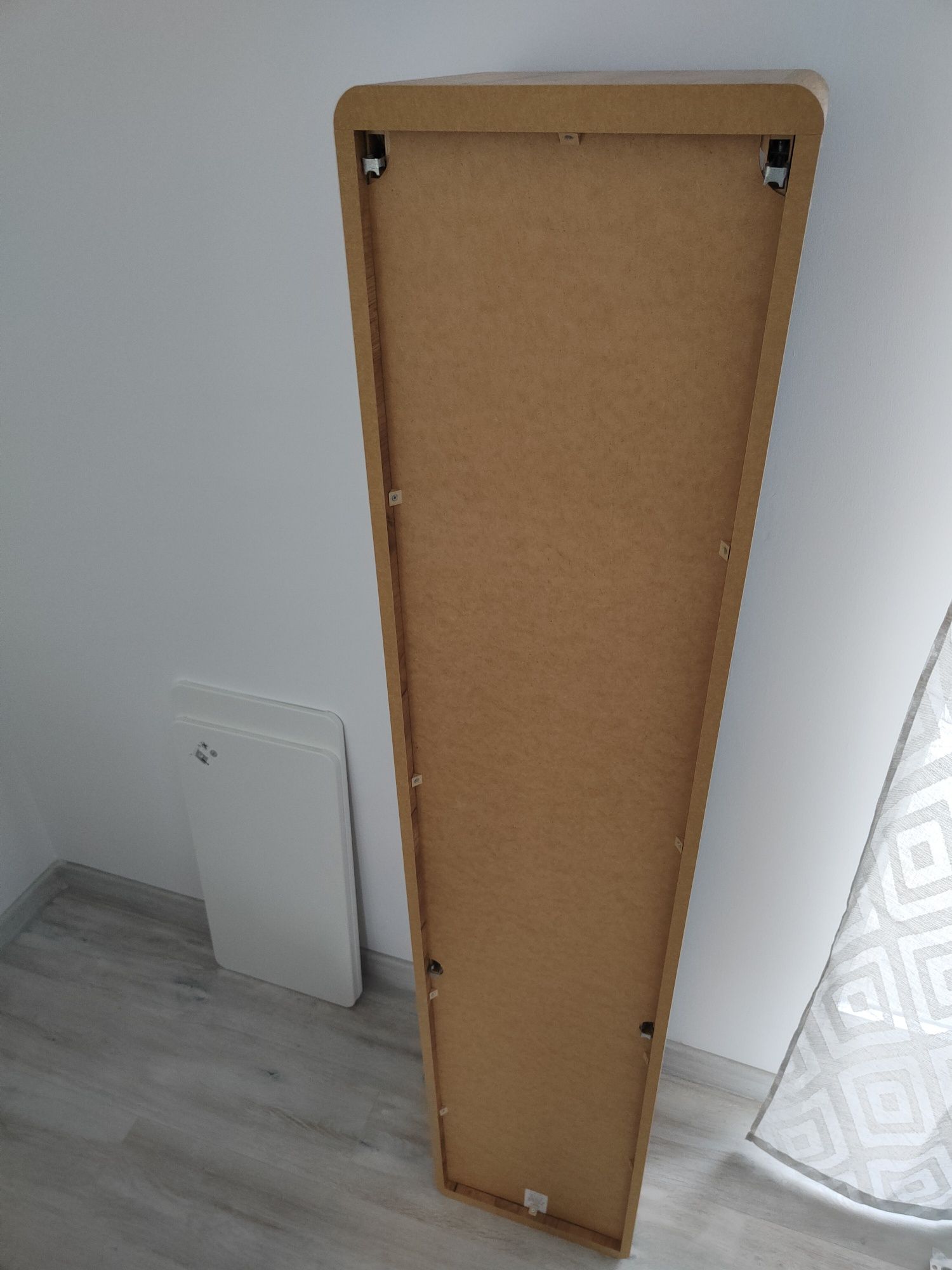 Dulap baie inalt Aruba 170X35 cm, MDF alb lucios, stejar auriu