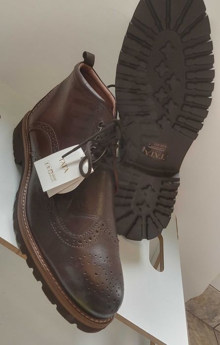 Ghete lace up 45 brogue premium Tataly Italy piele naturala