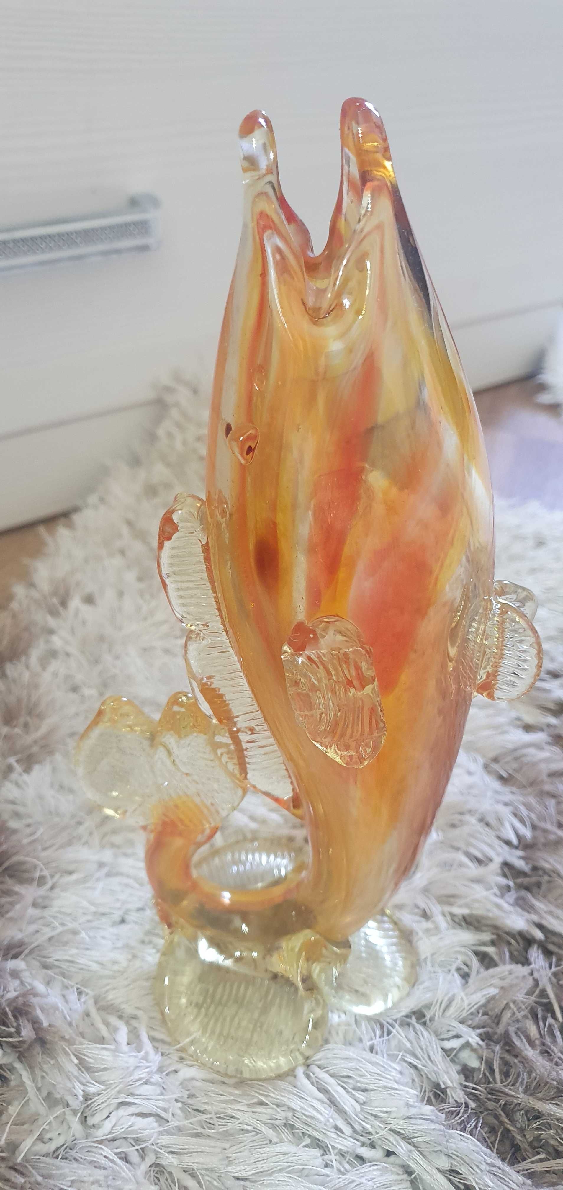 Статуэтка ваза рыбка цветное гутное стекло ссср