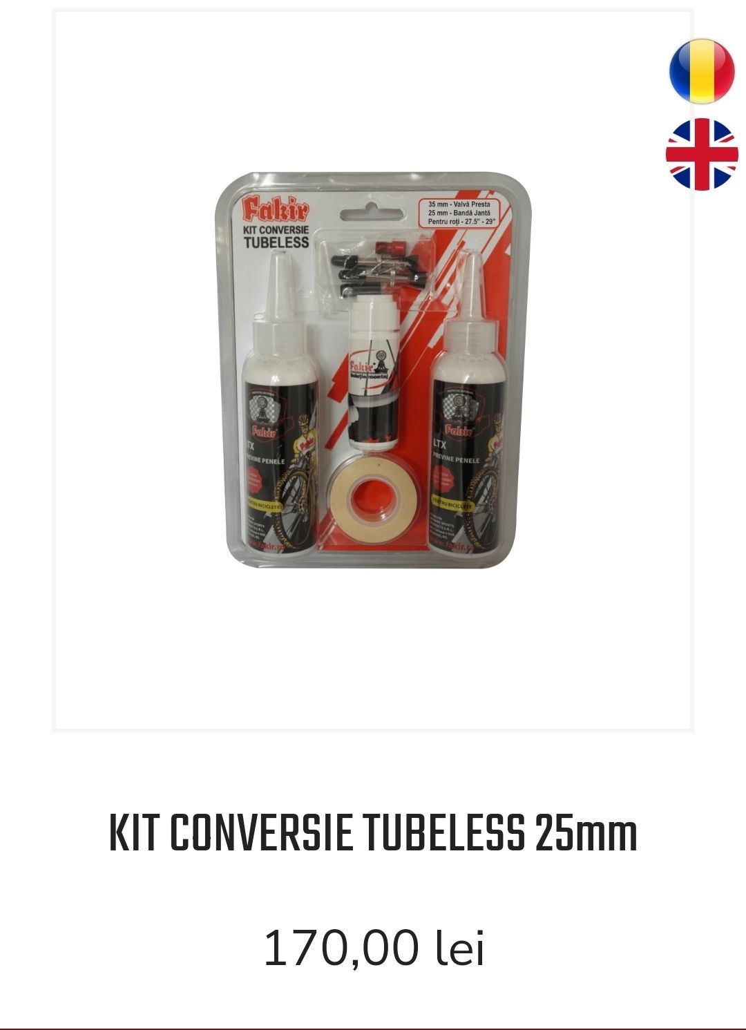 Kit conversie tubless 25 mm bicicleta