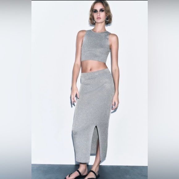Zara дамски сет топ и пола S XS