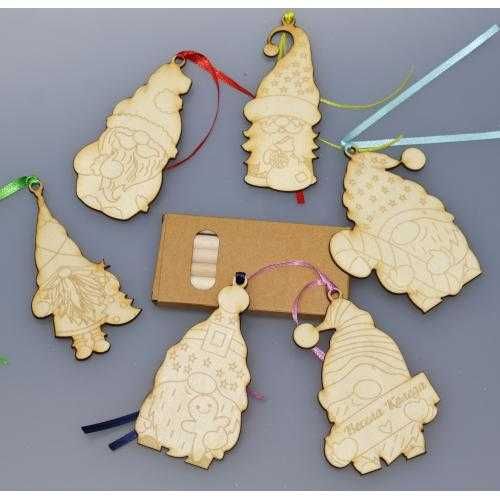 Творчески комплекти с дървени фигурки за оцветяване с подарък