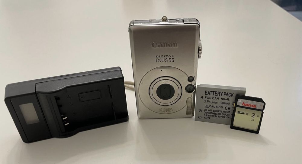 Canon IXUS 55 + card SD, baterie, încărcător  – funcțional 100%