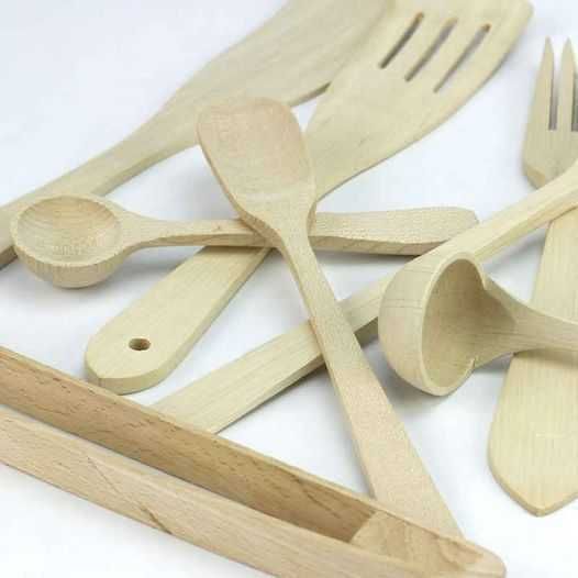 Set 12 ustensile,tacamuri din lemn fag,rezistente la caldura,nou