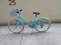 Vand Bicicleta dama/fete Elops500, 20",6viteze, albastra,roti albe,cos