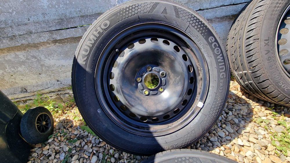 Jante tablă 5x108 originale Ford anvelope noi 205/60 R16 Kumho&Norauto