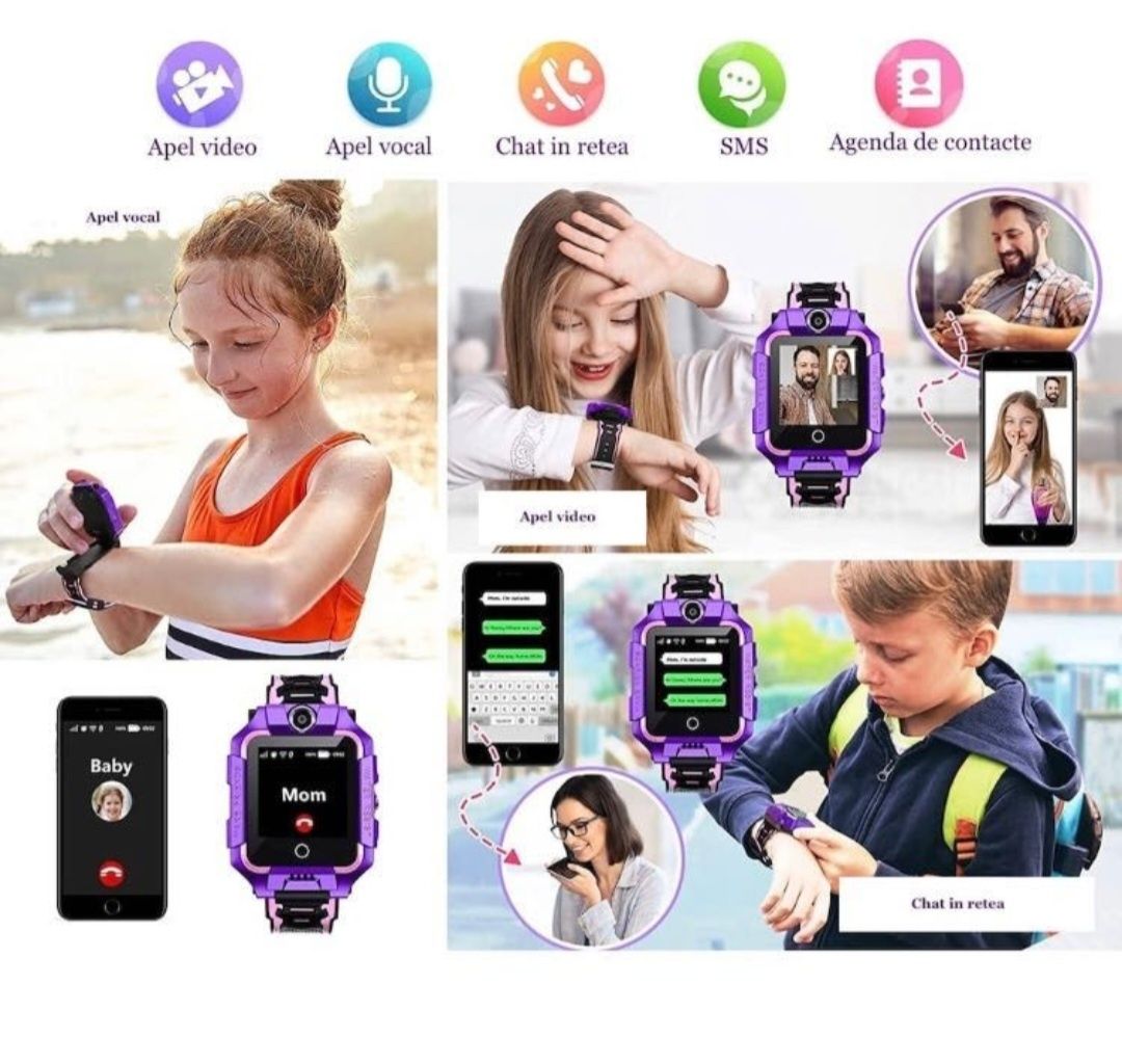 Ceas smartwatch copii GPS 4G, Merkie® M85, cu GPS, WIFI