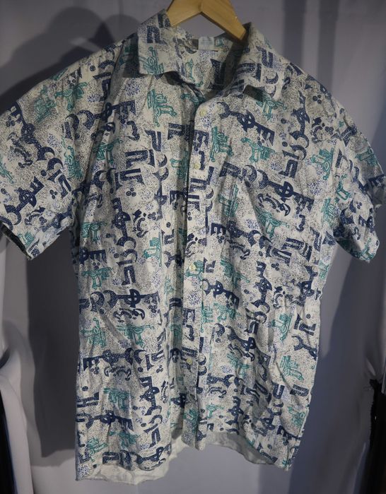 Мъжка риза с къс ръкав / XXL