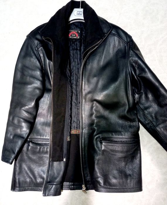 Мъжка черна кожена шуба/яке