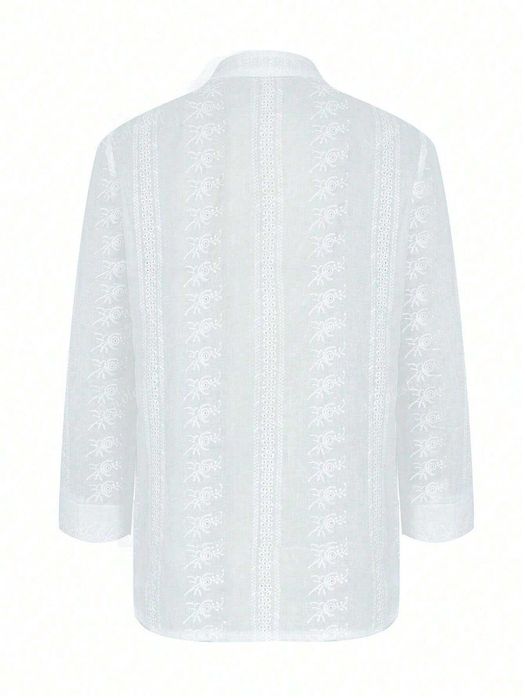 Бяла туника, Бяла блуза с бродерия,Бяла риза бродерия, Ефектна туника