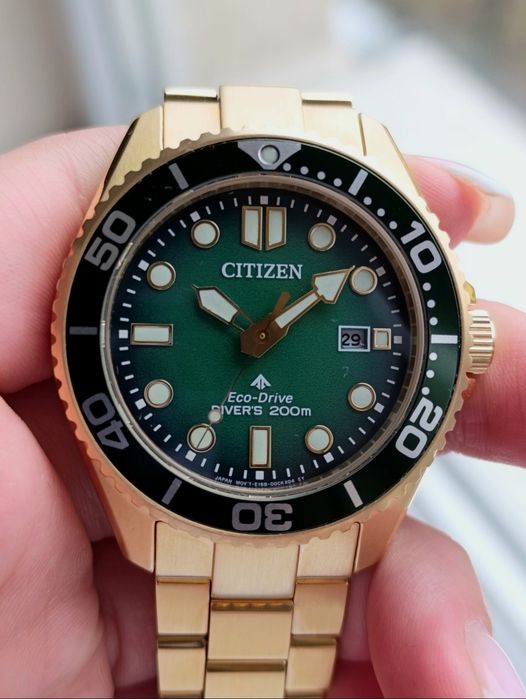 CITIZEN Eco-Drive Diver 200 m – Нов, златист, соларен, с сапфир!“