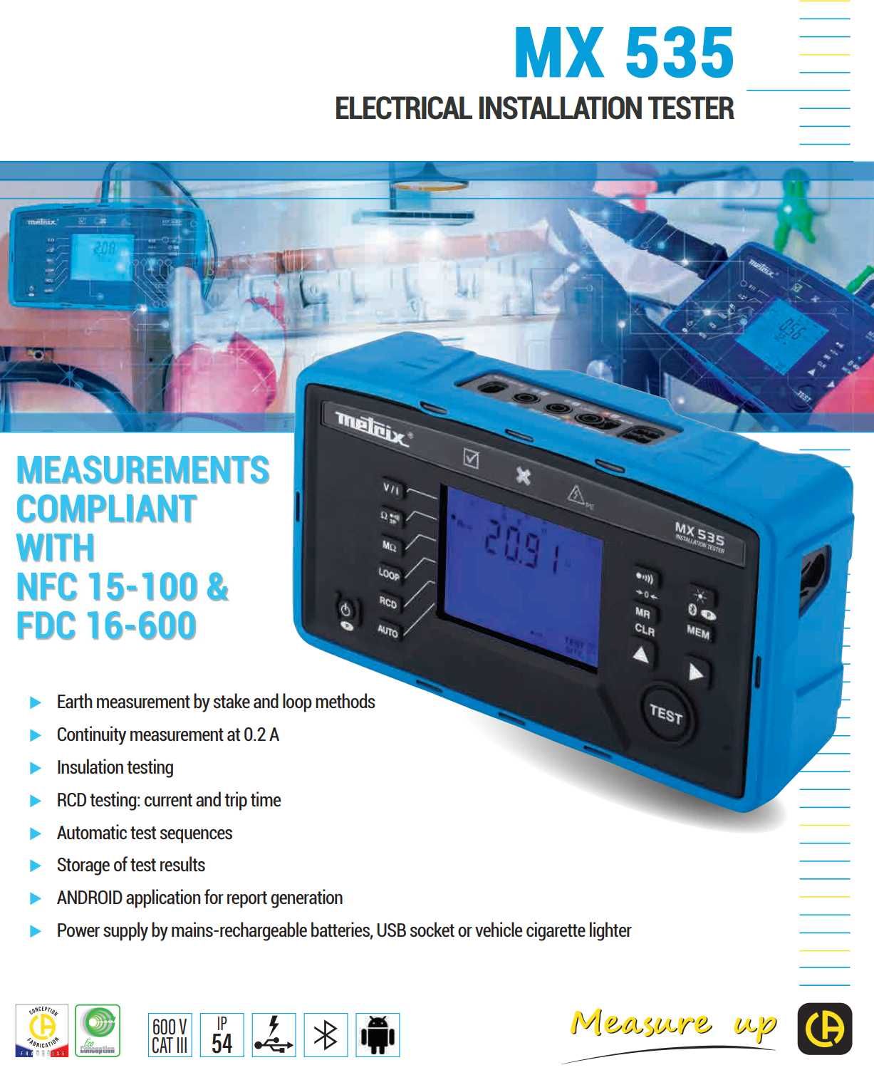 Tester Multifunctional Chauvin Arnoux MX535 include priza de pamant