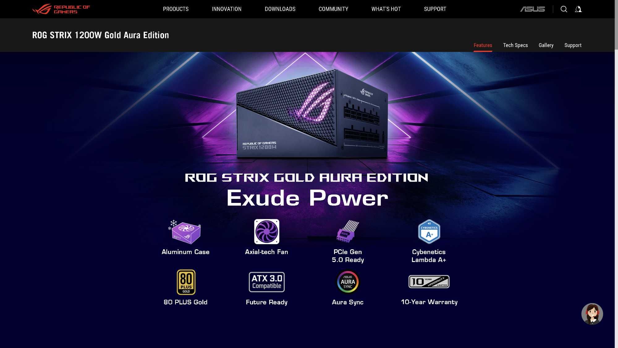 Новый Блок ASUS ROG STRIX 1200W Gold Aura Edition. ATX 3.0. PCIe Gen 5