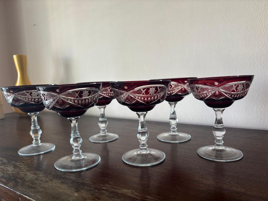 Set 6 pahare de cristal, vintage