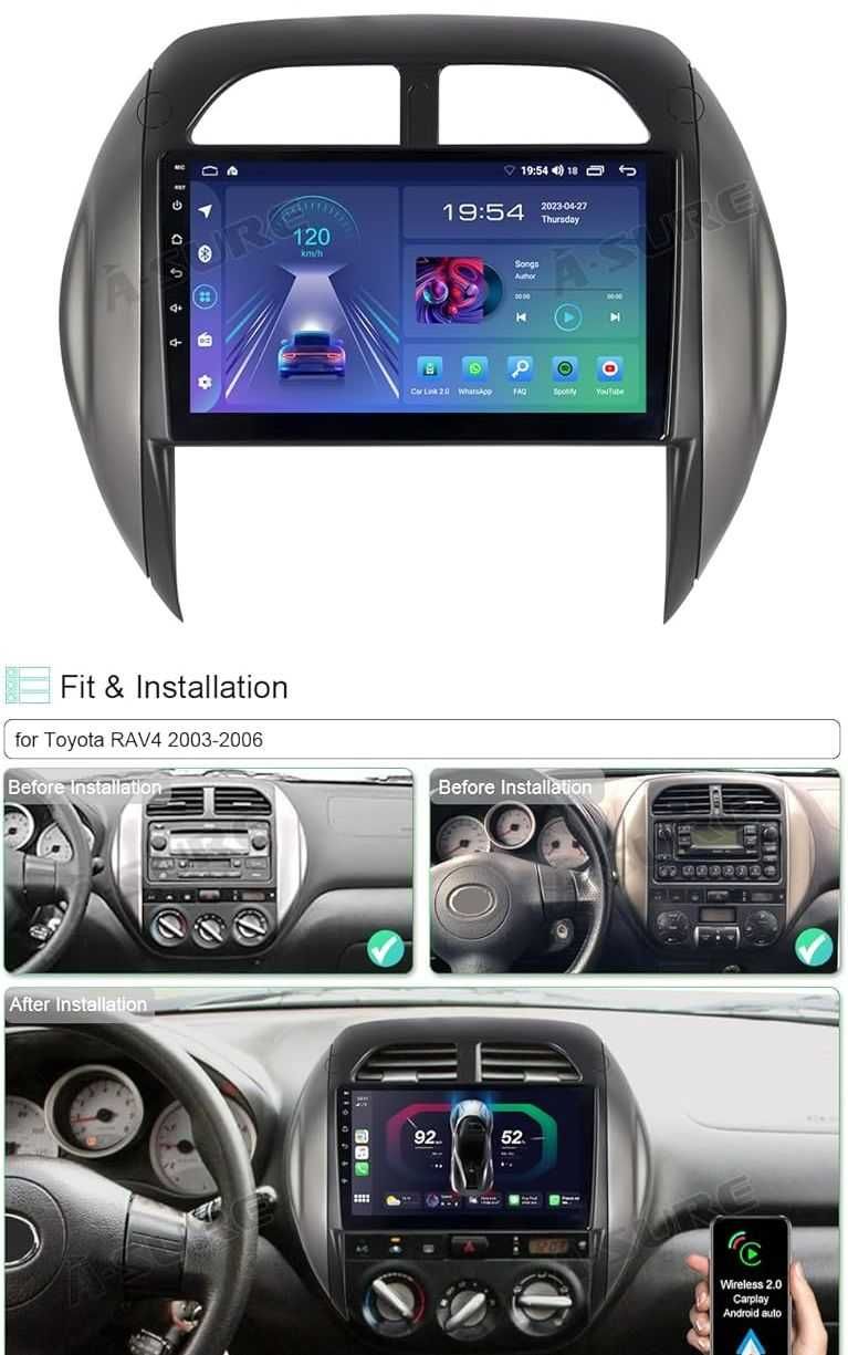 Мултимедия Двоен дин за Toyota RAV4 Андроид екран 9" навигация Android