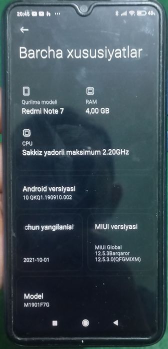 Redmi note 7 4/128 sotiladi