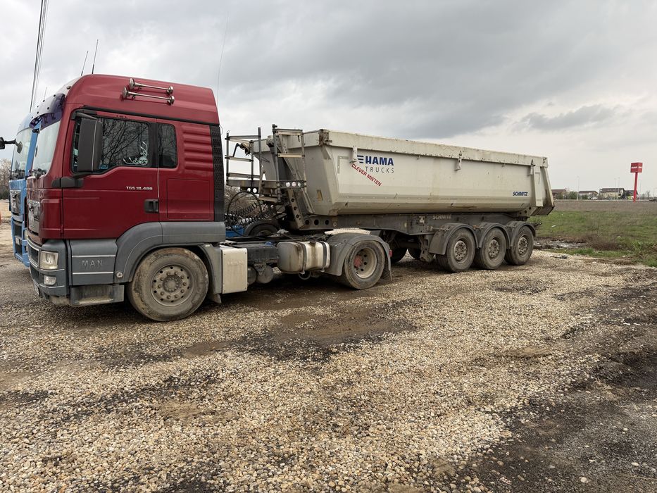 Se vinde ansamblu , cap tractor Man euro 5,automat+semiremorca schmitz