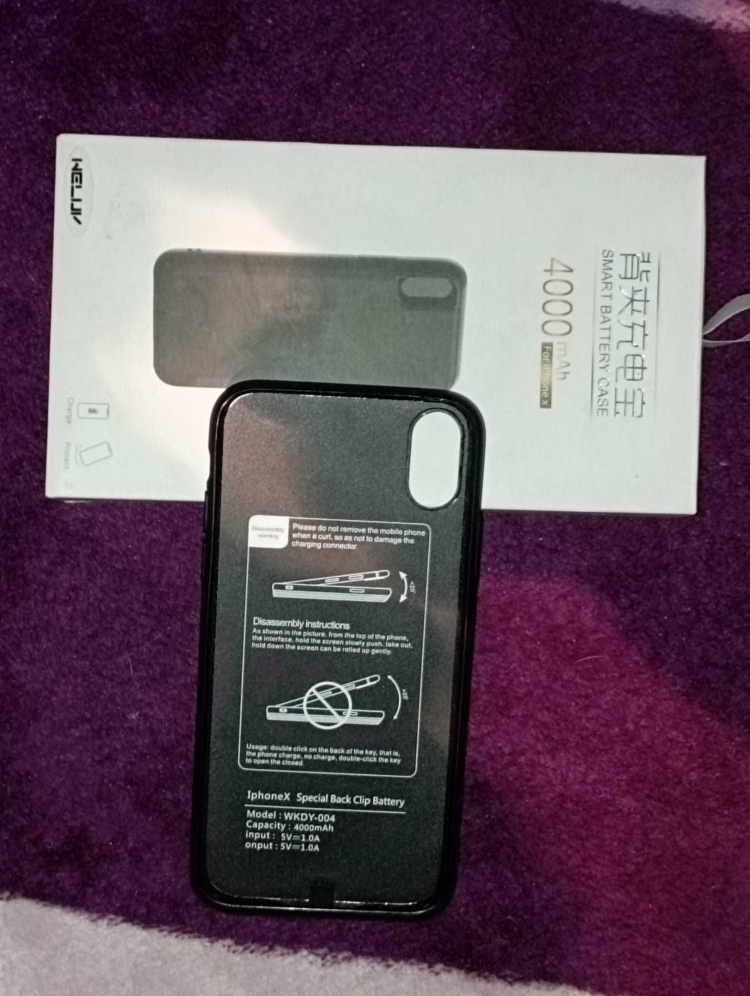 Husa cu Baterie Compatibila cu iPhone X ,4000 mAh, negru