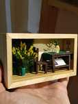 Dioramă miniaturală handmade – colț de cafenea rustică