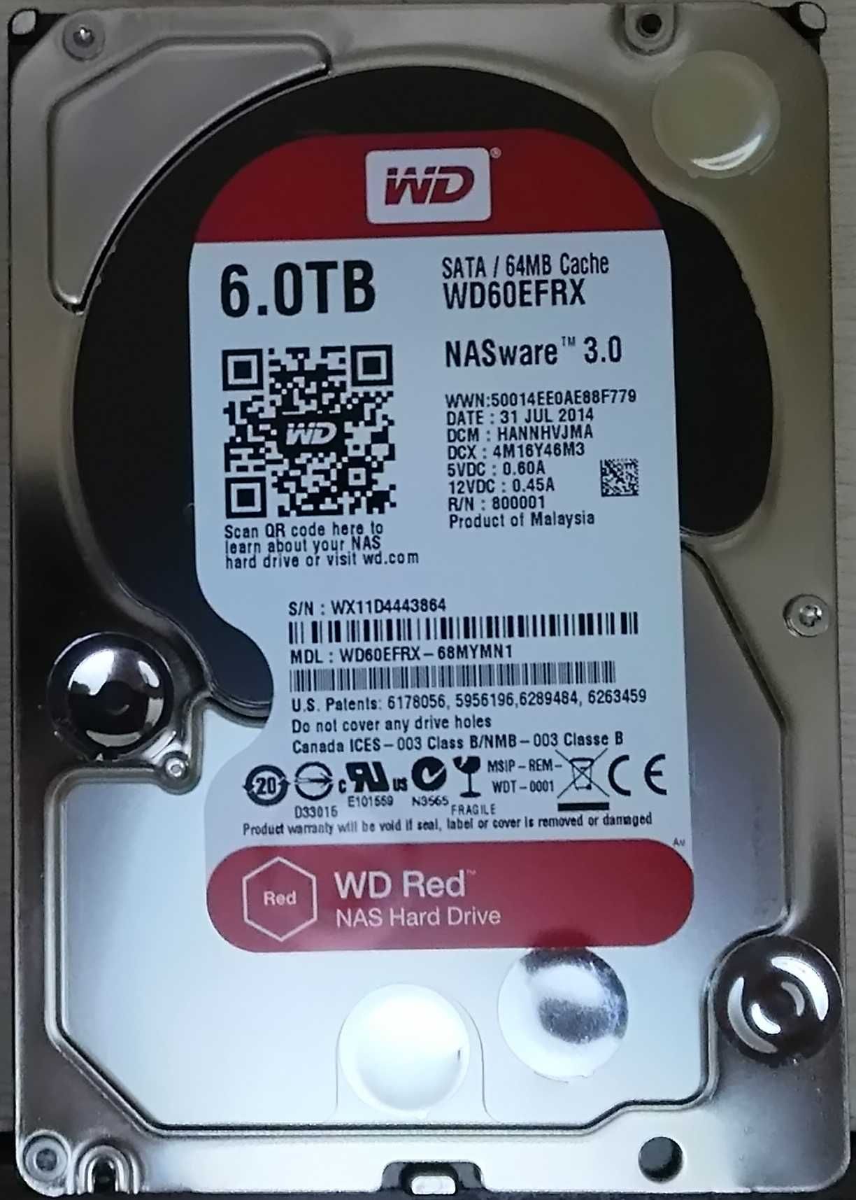 Жесткий диск для NAS. WD Red 6Tb [WD60EFRX]