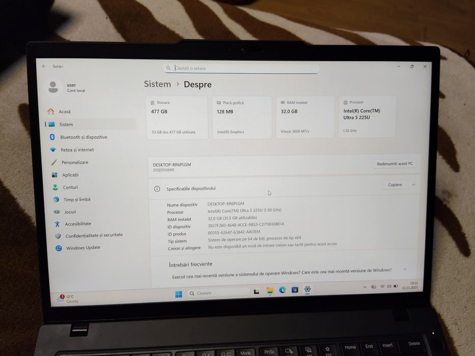 Laptop Lenovo Thinkpad T14 gen 6  core ultra 5-225u,32gb ddr5 ,ssd 256