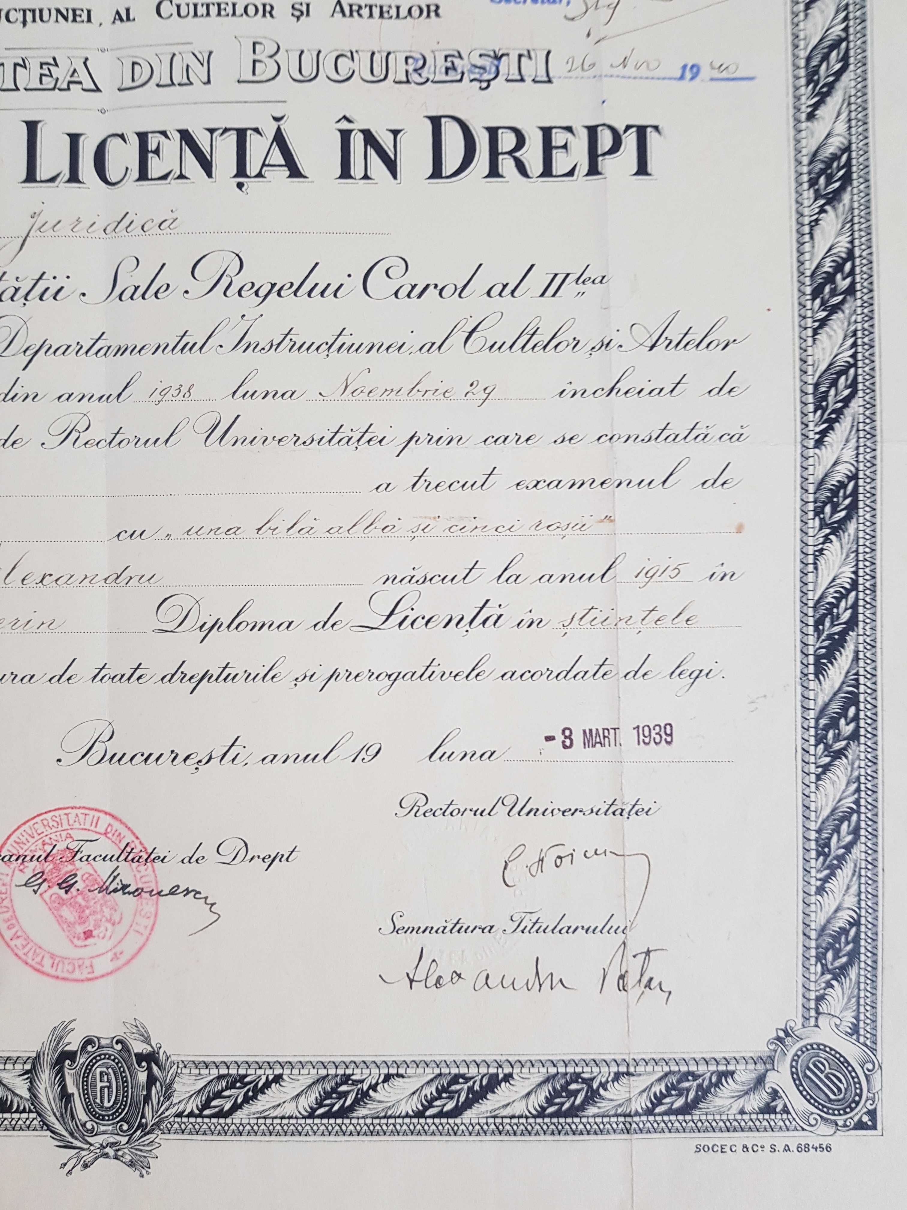 Diploma de avocat 1944