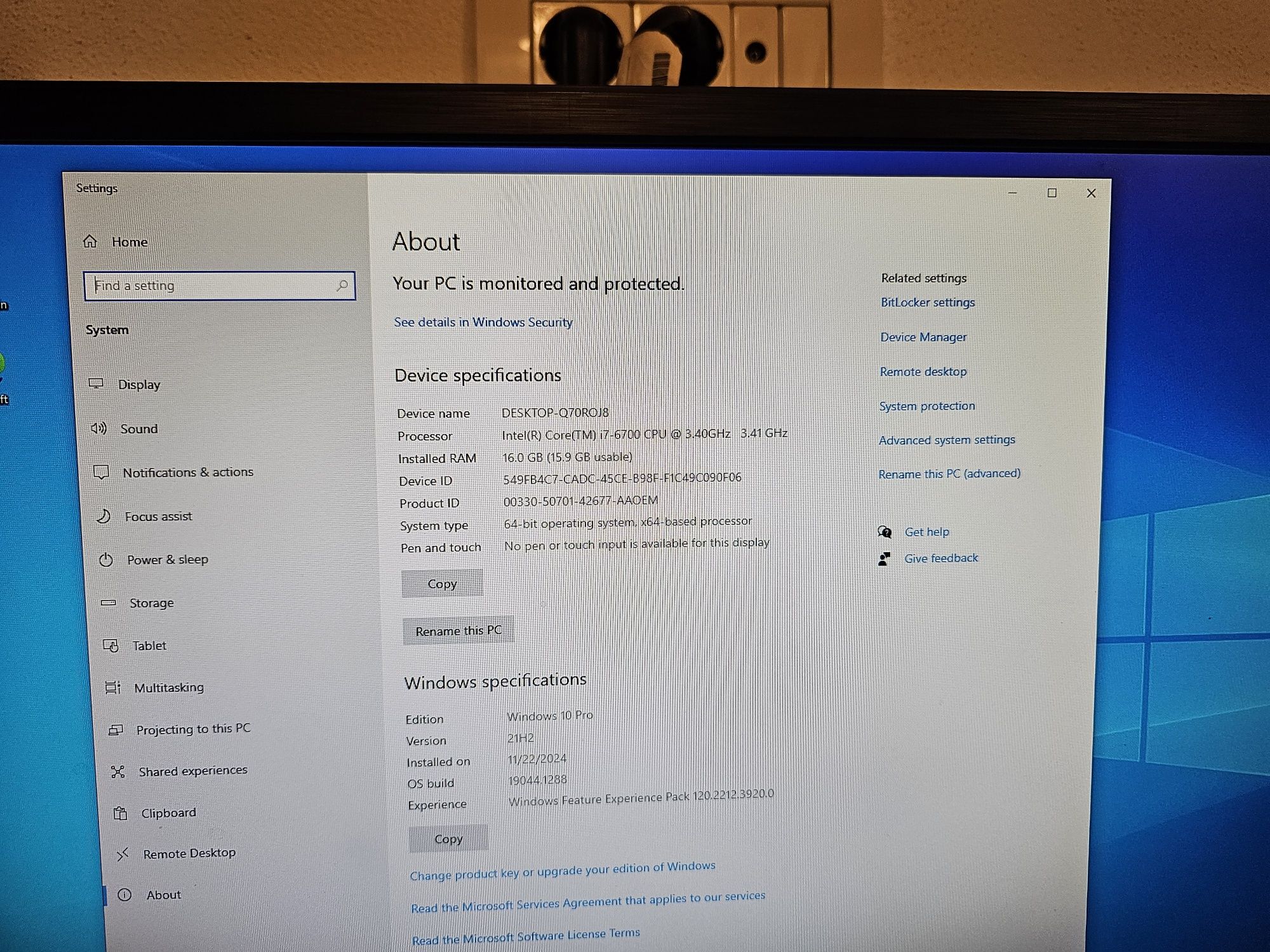 PC DELL Optiplex 7050 Intel i7 6700 16gb ddr4 ssd 256gb