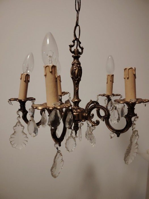 Candelabru antic din bronz masiv in stilul francez Louis si elemente d