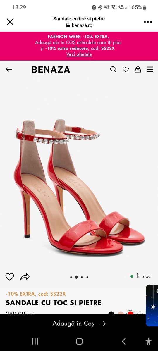 Sandale roșii elegante cu pietre Benaza 38
